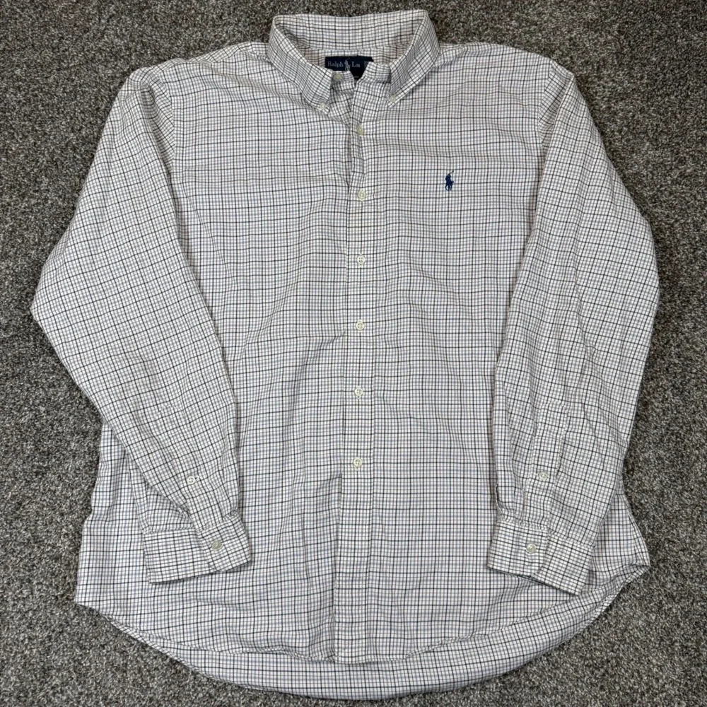 Ralph Lauren Mens‎ XXL Custom Fit Multicolor Plaid Button Down Shirt Cotton